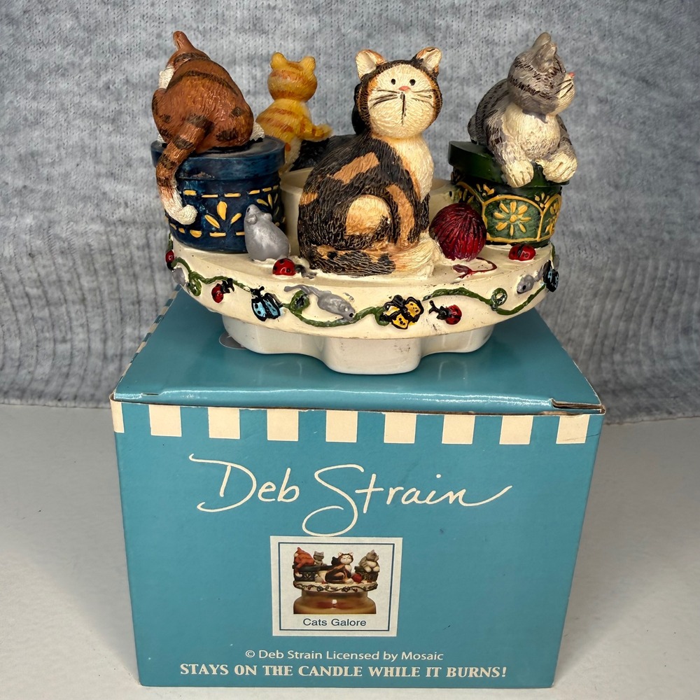 Cats Galore Candle Jar Topper S'TOPPERS Mosaic Resin Cat Figurines Deb Strain